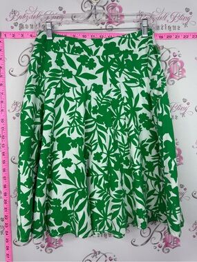 Chado skirt flowers Green and White Floral Skater Skirt